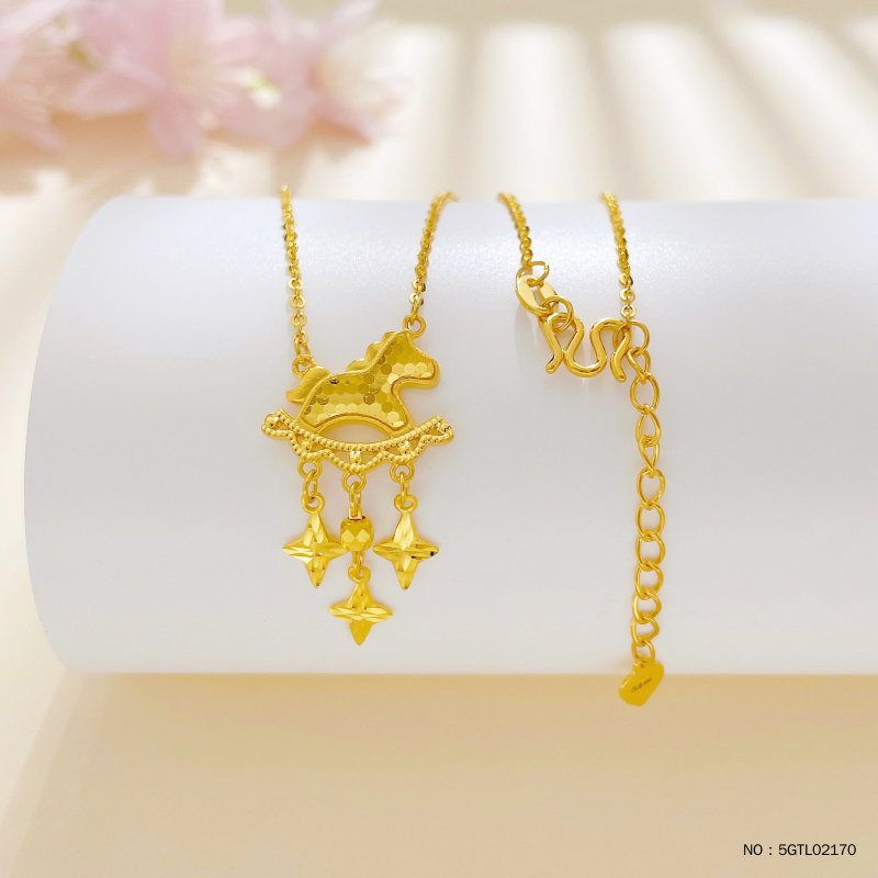 足金999马年生肖套链CNC爆闪鱼鳞四芒星木马套链