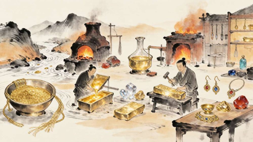 古代金矿全套古法：砂金+岩金 完整7道工序(2026.7.9)